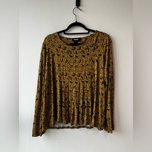 Desigual Long Sleeve Printed Scoop Neck Tunic Top